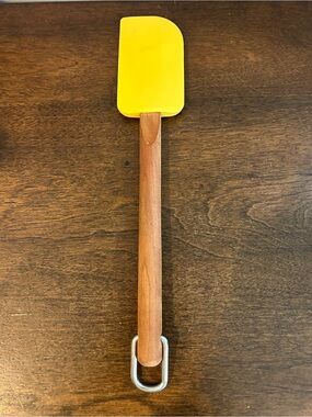 KitchenAid Yellow Silicone Mixer Spatula Scraper Cherrywood Handle 10.75 Inch***